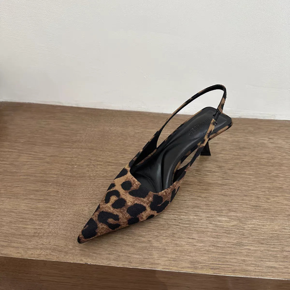 Summer Slip on Leopard Women Sandals Slingback Shoes Fashion Pointed Toe High Heel Stripper Party Ladies Sandalias Shoes