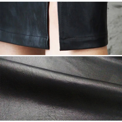 Front and back double-sided summer new leather skirt, hip hugging slim fit middle skirt, split leather skirt, half body skirt