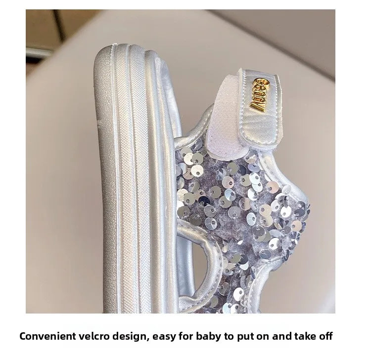 Summer Children's Sandals Sequins Thick Soled Girls Causal Princess Open-toe Sandals Fashion Non-slip Kids Beach Shoes Versatile