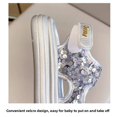 Summer Children's Sandals Sequins Thick Soled Girls Causal Princess Open-toe Sandals Fashion Non-slip Kids Beach Shoes Versatile