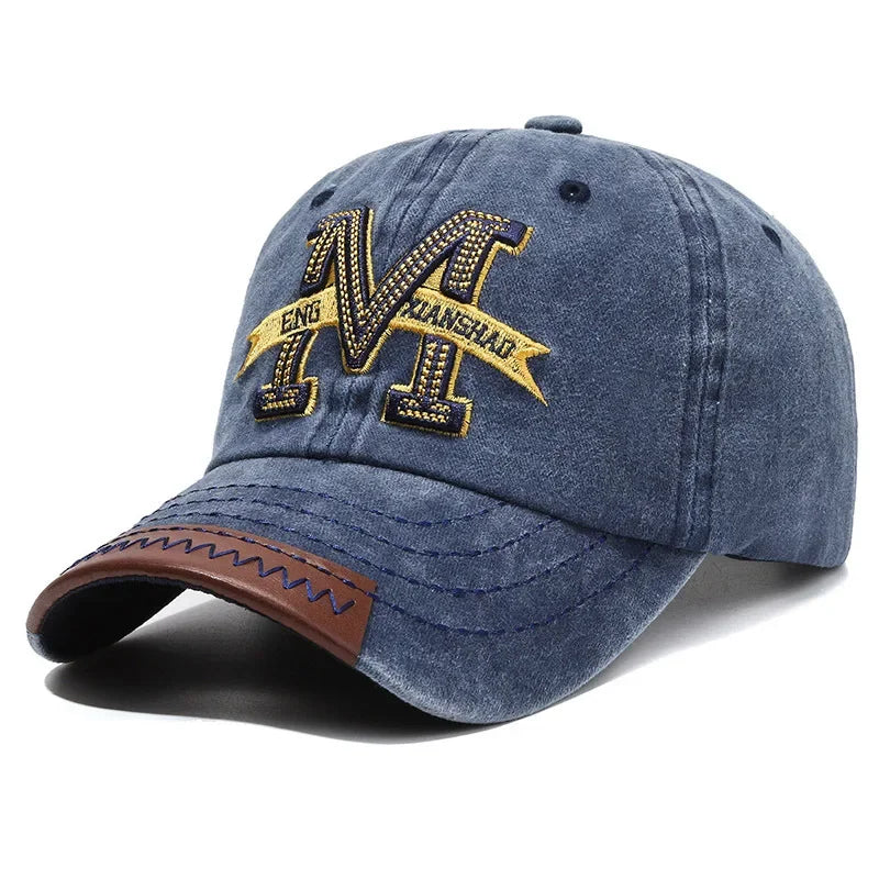 Baseball Cap M Letter Embroidery Dad Hat Women Men Outdoor Washed Cotton Cap