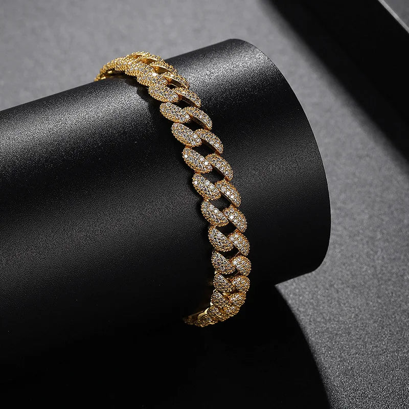 Full 1.1mm D Color Moissanite Cuban Bracelet For Man Women 925 Silver Pass Diamond Test 9.3mm Wide Link Chain Bracelets