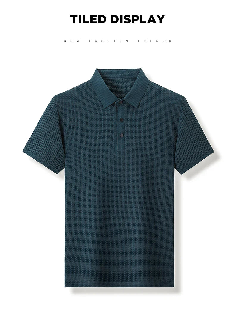 Upto EUR Sizes Tall Man Brand Top-Quality Men's Golf Shirt Lop-up Hollow Short-sleeved Polo Shirt SummerIce Silk Breathable Tee