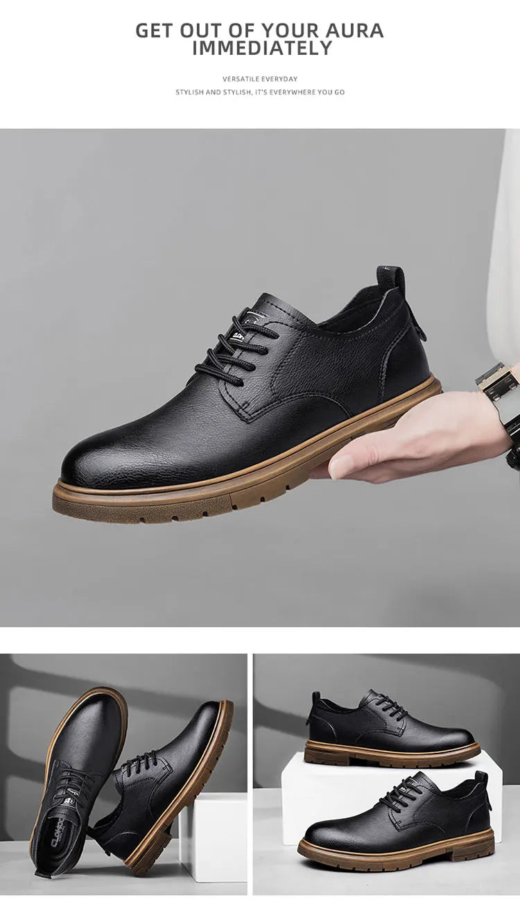handmade men's shoes business casual leather shoes breathable soft sole comfortable classic lace-up men's shoes