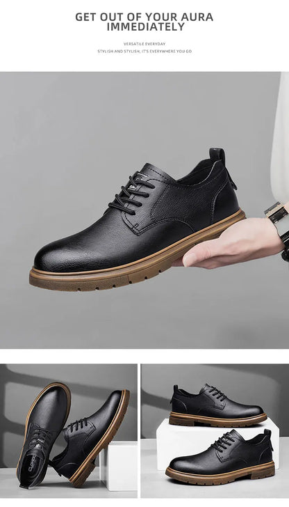 handmade men's shoes business casual leather shoes breathable soft sole comfortable classic lace-up men's shoes