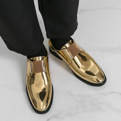 Fashion New Mens Charm Gold Patent Leather Business Office Shoes Designer Brand Loafers Formal Wedding Dress Homecoming Footwear