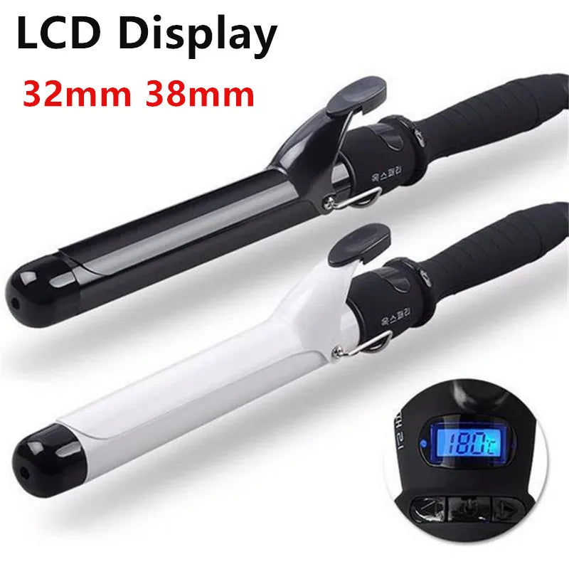 Professional 32mm 38mm LCD Display Hair Curler Adjustment Temperature Hair Curl Irons Curling Wand Roller Hair Styling Tools