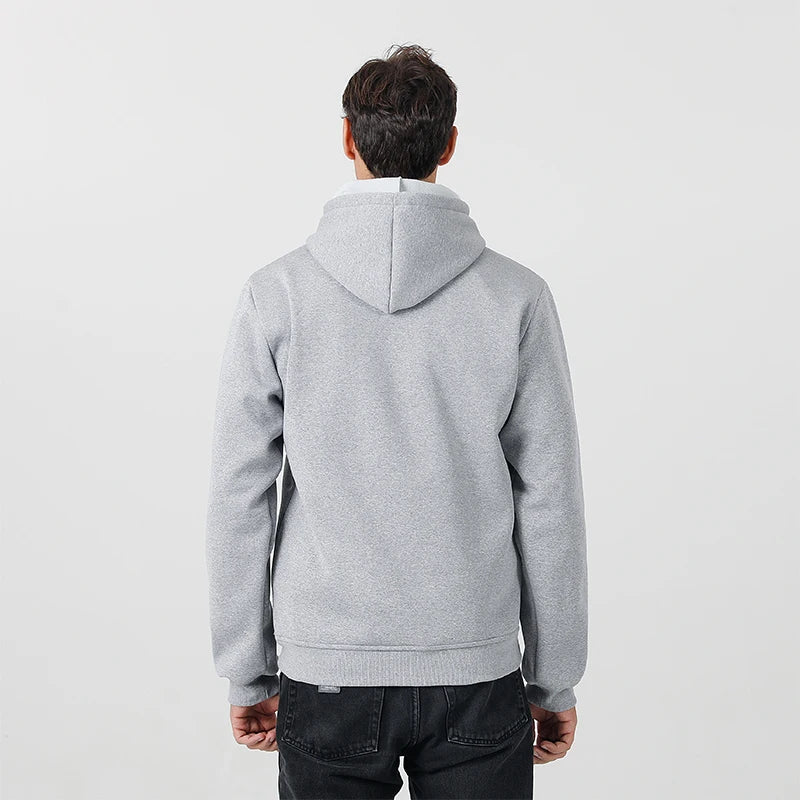 New Intelligent USB Heating Hoodie for Men Women Winter 7 Areas Coral Fleece Hooded Heated Clothes Outdoor Thermal Sportswear