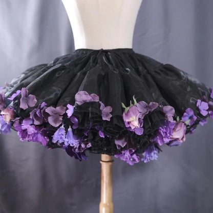 Flowers Crinoline Sweet Fairy Lolita 2024 Spring and Summer Bubble Skirt Gorgeous French Elegant Girl Women's Organza Midi Skirt