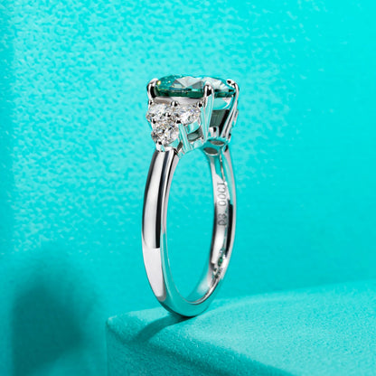3ct Round Cut Blue Green Color Moissanite Engagement Ring 18K Gold Plated Silver Luxury Wedding Ring Jewelry  Wholesale
