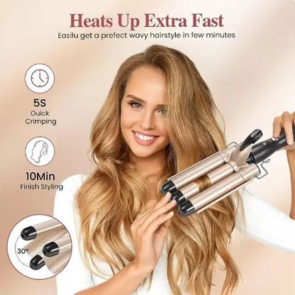 Hot Selling Three Tube Curling Stick Egg Roll Fluffy Thin Curling Stick Waver Hair Curler 3 Barrel Hair Curler