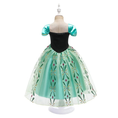 Frozen Snow Queen Elsa Anna Girls Cosplay Mesh Princess Dress Kids Halloween Carnival Party Birthday Frock Ball Vestidos