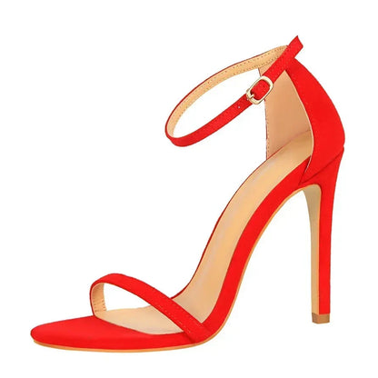 Women Gladiator Stiletto Classic Ankle Strap Holiday Beach Sandals Lady Fashion Suede 8cm 11cm High Heels Sexy Red Brown Sandles