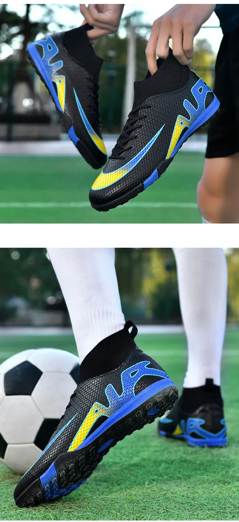 Men Professional Soccer Cleats FG/TF Football Boots Non Slip Breathable Training Shoes Outdoor Match Sneakers Grass Turf Sports