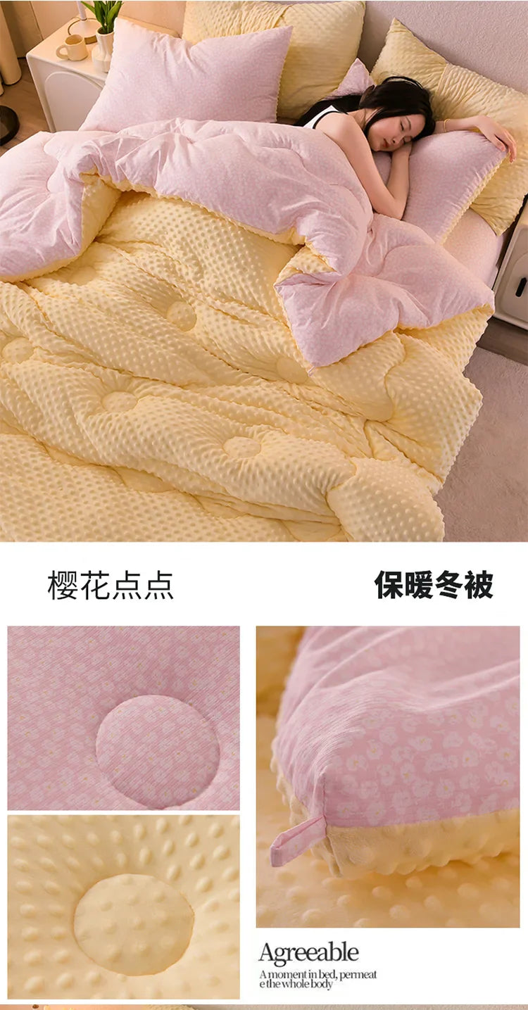 Microfiber is thickened by 3D beanie velvet to protect the warm winter blanket by single double fall and winter