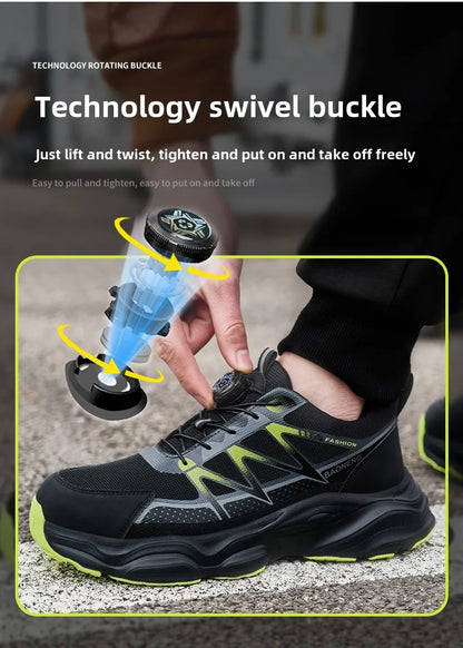 Anti Puncture Safety Shoes Steel Toe Anti Smash Lightweight Durable Slip Resistant Work Boots for Men Construction Industrial