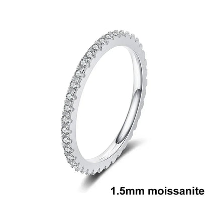 D Color 2mm Full Moissanite Diamond Ring for Women Sterling Silver 925 with Gold Plated Wedding Bridal Band Rings Jewelry