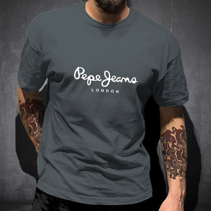Newest Pepe Jeans London Logo T Shirt Summer Men Short Sleeve Popular Fashion 100%Cotton Tops Trendy Streetwears Tees Clothing