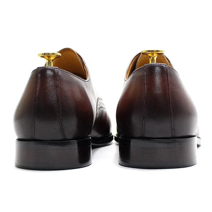 Luxury Genuine Leather Calfskin Cap Toe Oxfords Men's Dress Shoes Italian Style Lace-Up Wedding Business Formal Shoes for Men