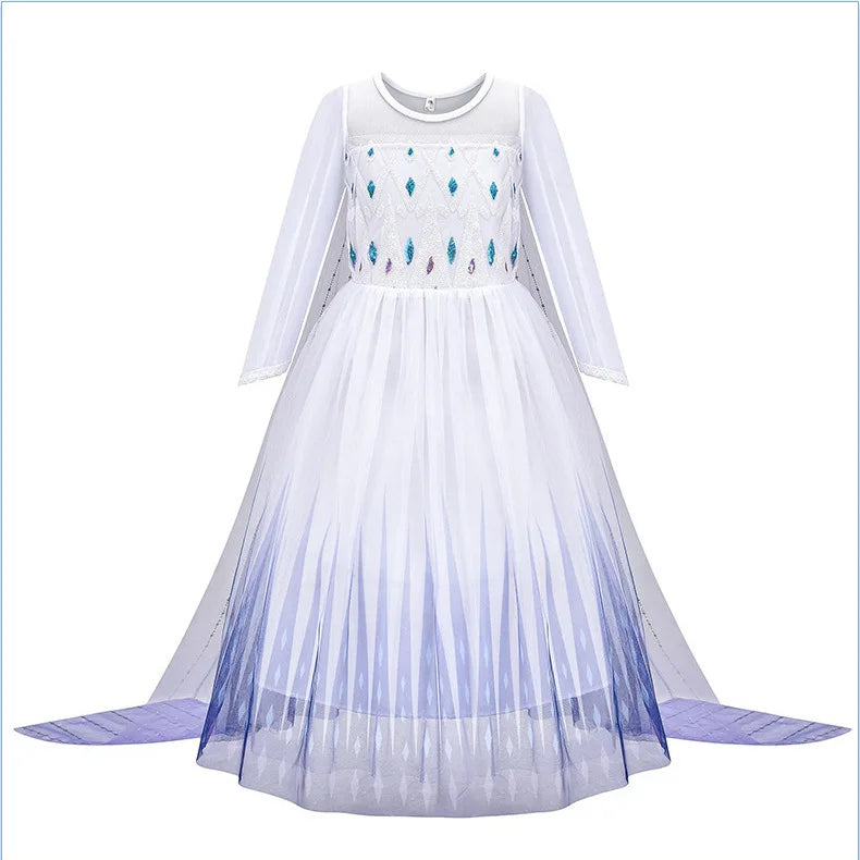Frozen Snow Queen Elsa Anna Girls Cosplay Mesh Princess Dress Kids Halloween Carnival Party Birthday Frock Ball Vestidos