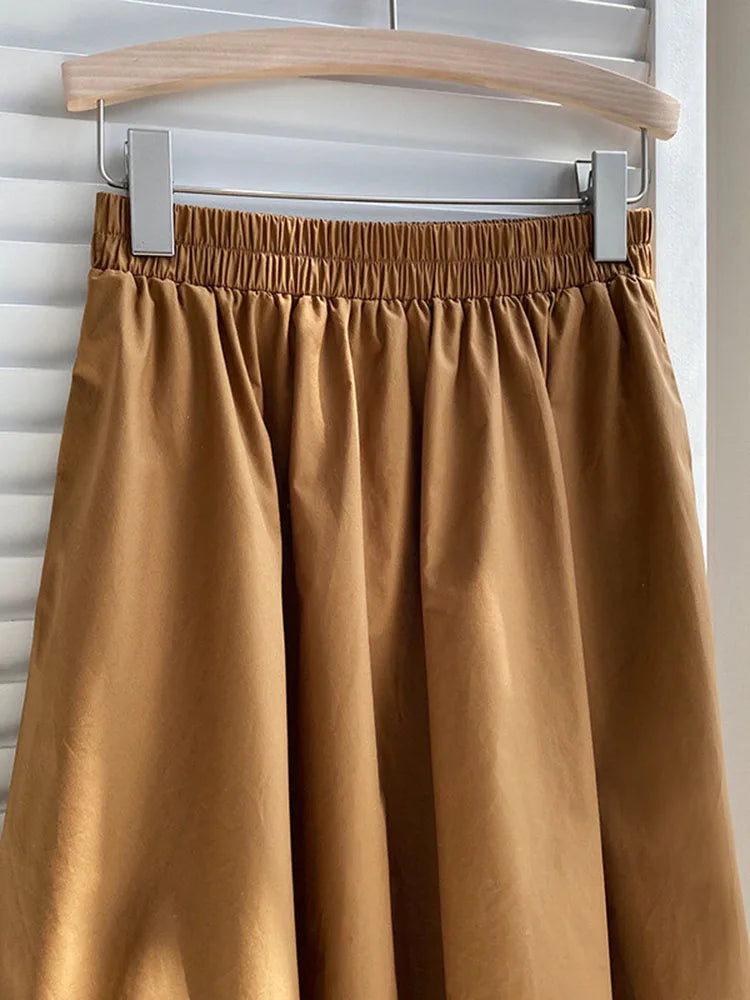 2024 Spring Autumn High-waisted Fluffy A-line Vintage Skirt Elastic Waist Large Swing Umbrella Skirt Retro Clothes