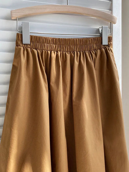 2024 Spring Autumn High-waisted Fluffy A-line Vintage Skirt Elastic Waist Large Swing Umbrella Skirt Retro Clothes