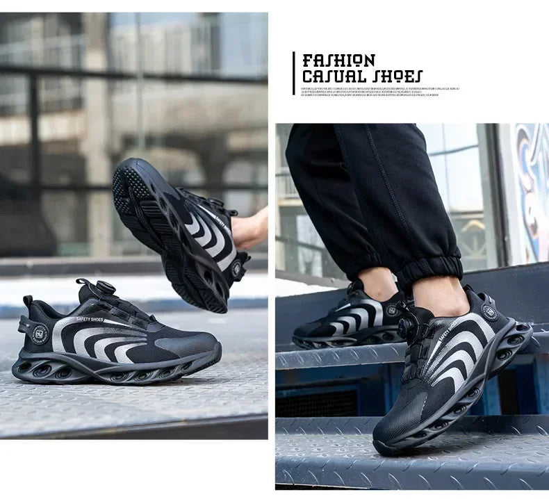 New Safetys Shoe Rotating Button Work Shoes Men Anti-smash Anti-puncture Shoes Fashion Men Sport Shoes Security Protective Boots