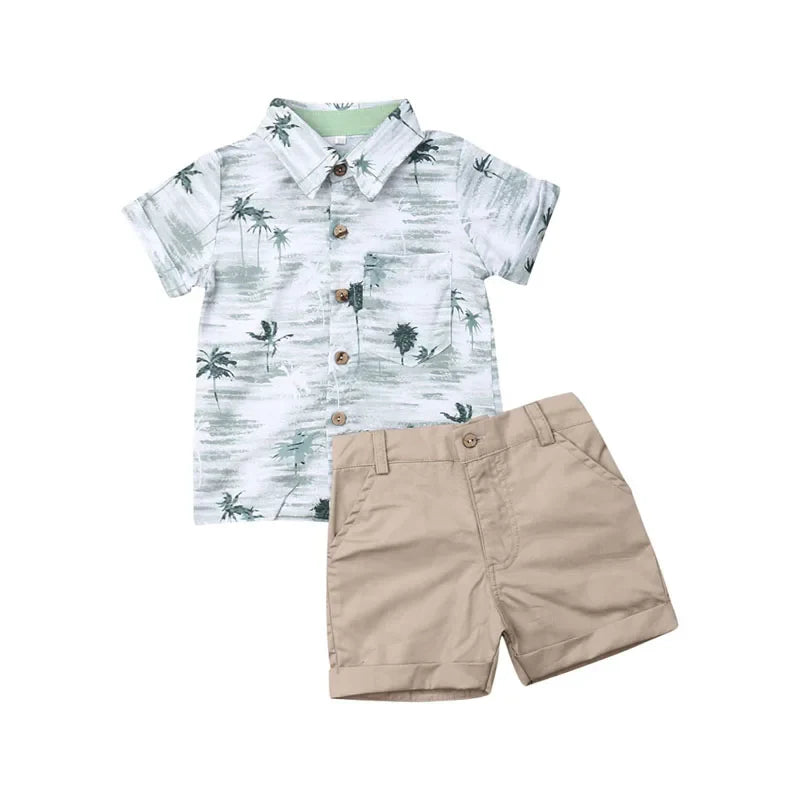 Lioraitiin Toddler Kids Baby Boy Gentleman Clothes Outfits Short Sleeve Shirts+Pants Clothing Set For Baby Boy 1-6T
