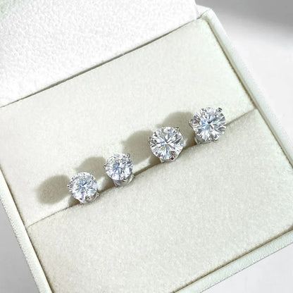 D Color 0.3-3 Carat Moissanite Diamond Stud Earrings For Women 925 Sterling Silver Sparkling Fine Jewelry
