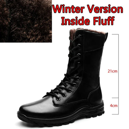 High Top Style Snow Boots Men Warm Men Lace Up Tactical Boots Brand Fashion Winter Ankle Boots Leather Outdoor Footwear