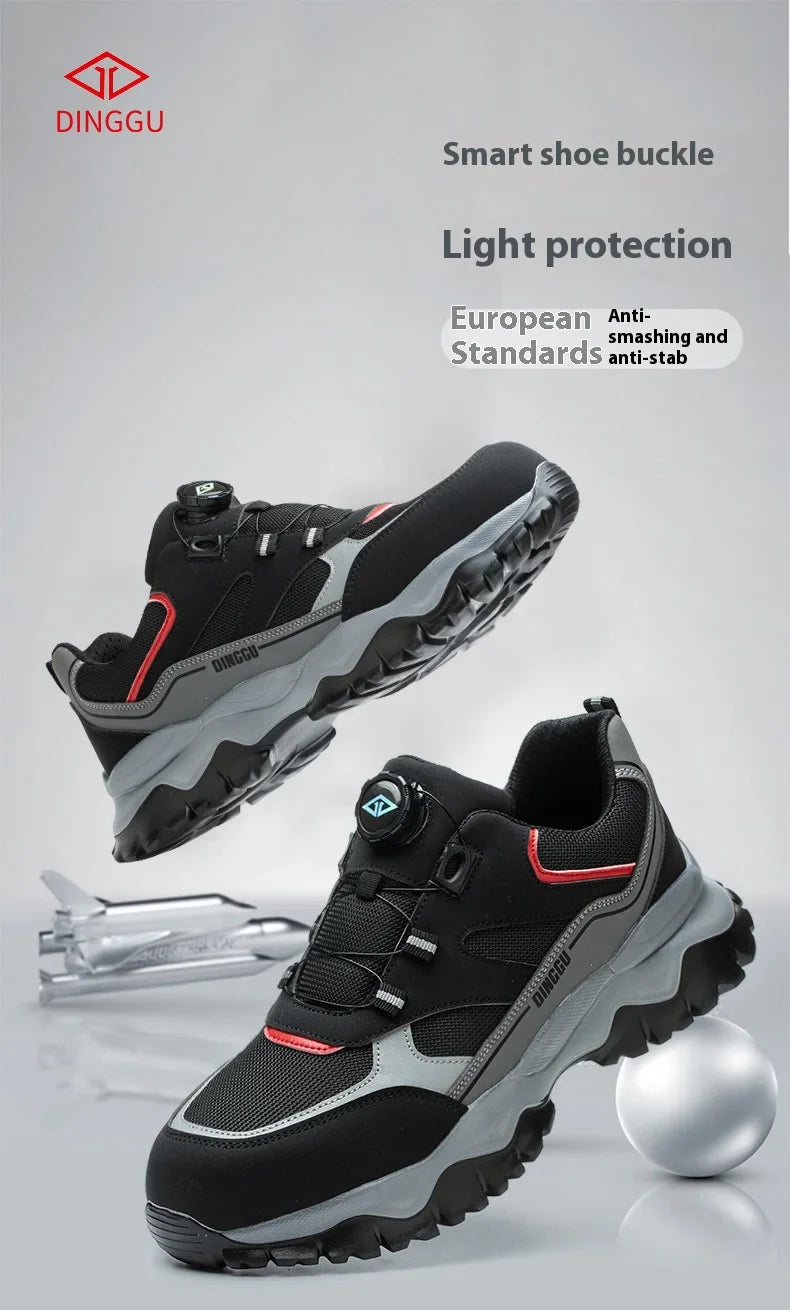 Rotating Button Breathable Work Shoes For Men Anti-smash Anti Puncture Safety Shoes Men Boots Indestructible Male Work Sneakers