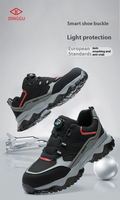 Rotating Button Breathable Work Shoes For Men Anti-smash Anti Puncture Safety Shoes Men Boots Indestructible Male Work Sneakers