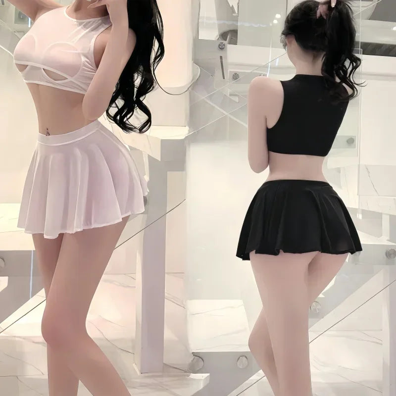 2026New Fashion Korean Japan Ultra thin Short Pleated skirt High Waist Sexy A Line silk Mini Skirts for Woman Spring Summer