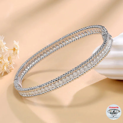 2mm Certified Moissanite Bangles For Women S925 Silver Trendy Wedding Party Bracelets 18K Gold Plated Fine Jewelry Gifts