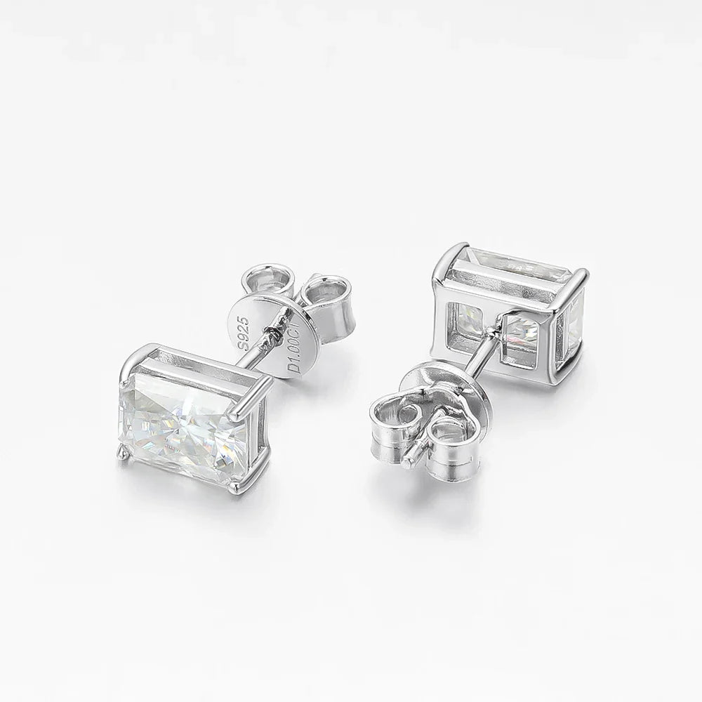 Classic 100% 925 Sterling Silver Real Moissanite Gemstone White Gold Earrings Ear Stud For Women Fine Jewelry Wholesale