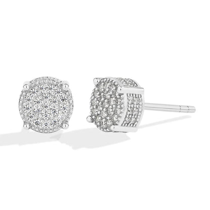 D VVS1 Round Full Moissanite Earrings for Women Men 925 Sterling Silver 18k Gold Shiny Hiphop Studs Party Gift Jewelry