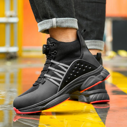 Rotating Button Steel Toe Shoes for Men Lightweight Anti-smash Steel Toe Indestructible Work Boots Construction Safety Shoes
