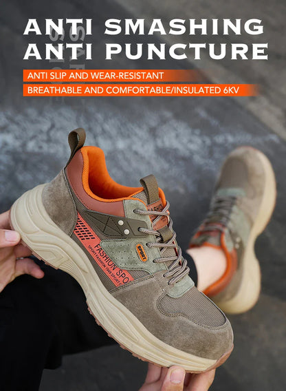 Anti-Puncture Work Shoe For Man  breathable Safety Work Sneakers with iron Toe Indestructible shoes Breathable Work Boots