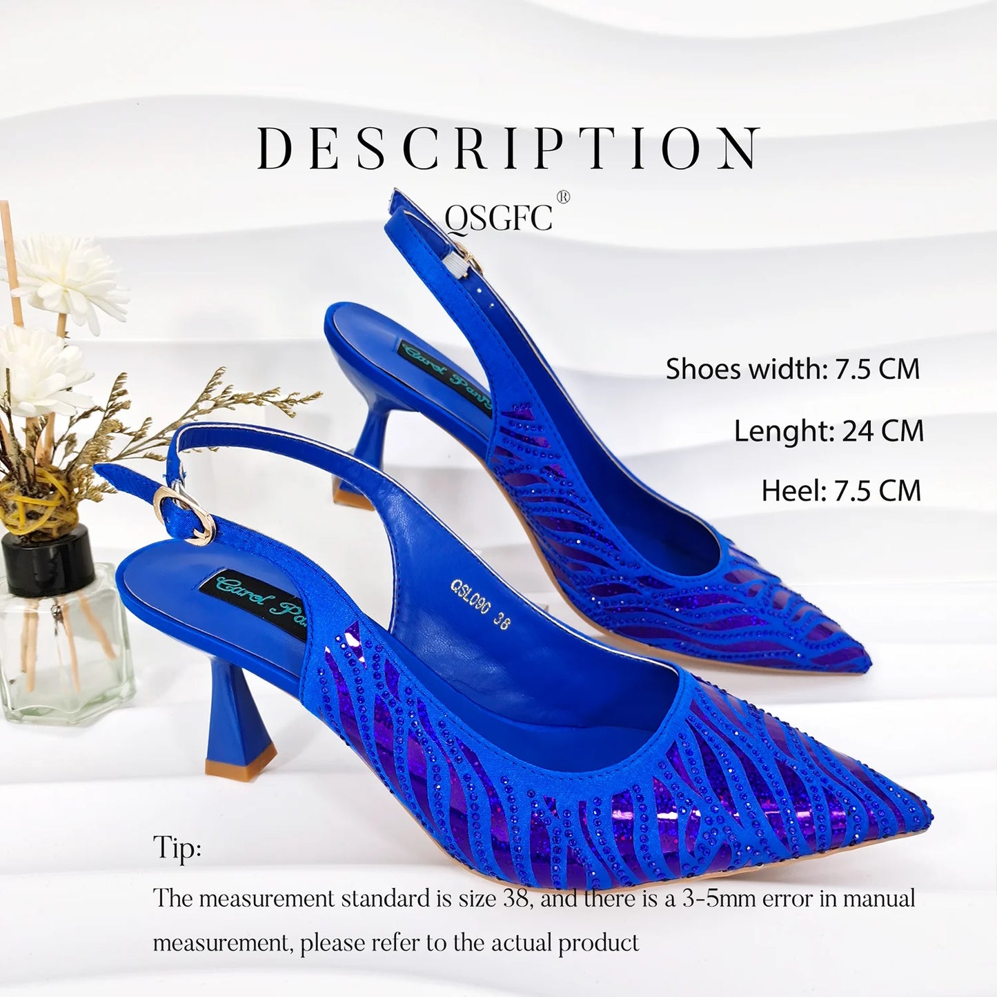 Fashion Shoes Matching Bag Set Royal Blue Color Decorated with Crystal Ladies Wedding Party Women High Heel