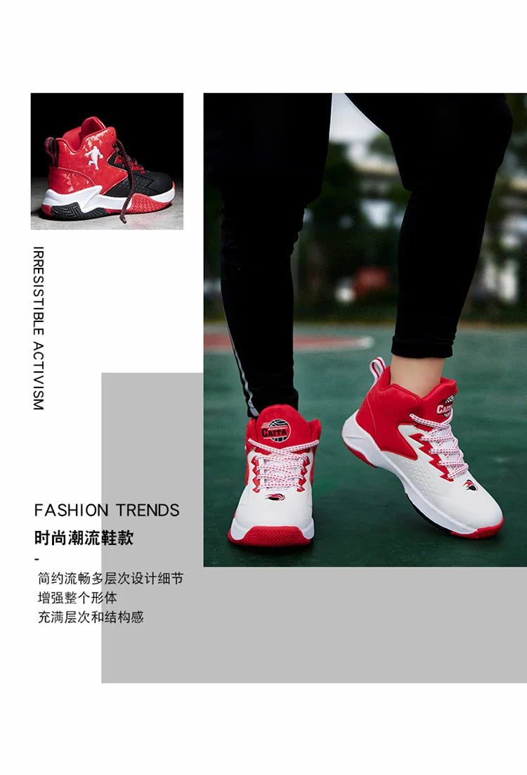 Fashion Brand Basketball Shoes Boy Kid Trainers Non-slip Children's Sports Shoes Outdoor Leather Basketball Sneakers Kids Girls