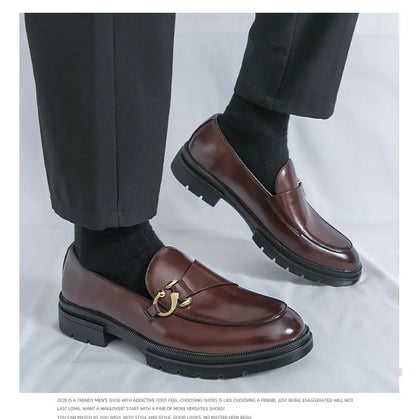 Men's Leather Loafers Slip On Office Casual Business Leather Shoes For Men Wedding Oxford Shoes Male Party Formal Derby Shoe Man