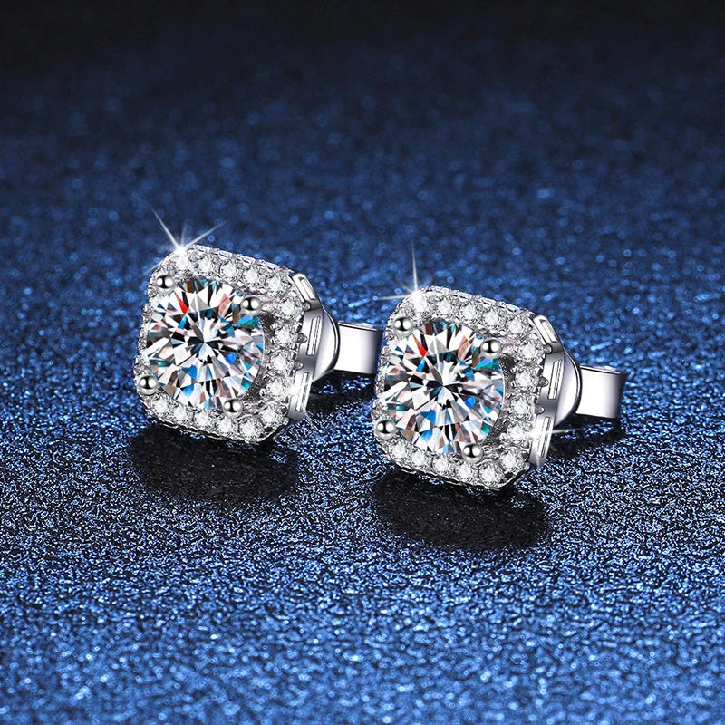 Real 0.5-1 Carat D Color Moissanite Stud Earrings For Women 100% 925 Sterling Silver Sparkling Earring Wedding Jewelry