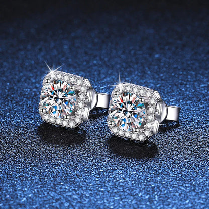 Real 0.5-1 Carat D Color Moissanite Stud Earrings For Women 100% 925 Sterling Silver Sparkling Earring Wedding Jewelry