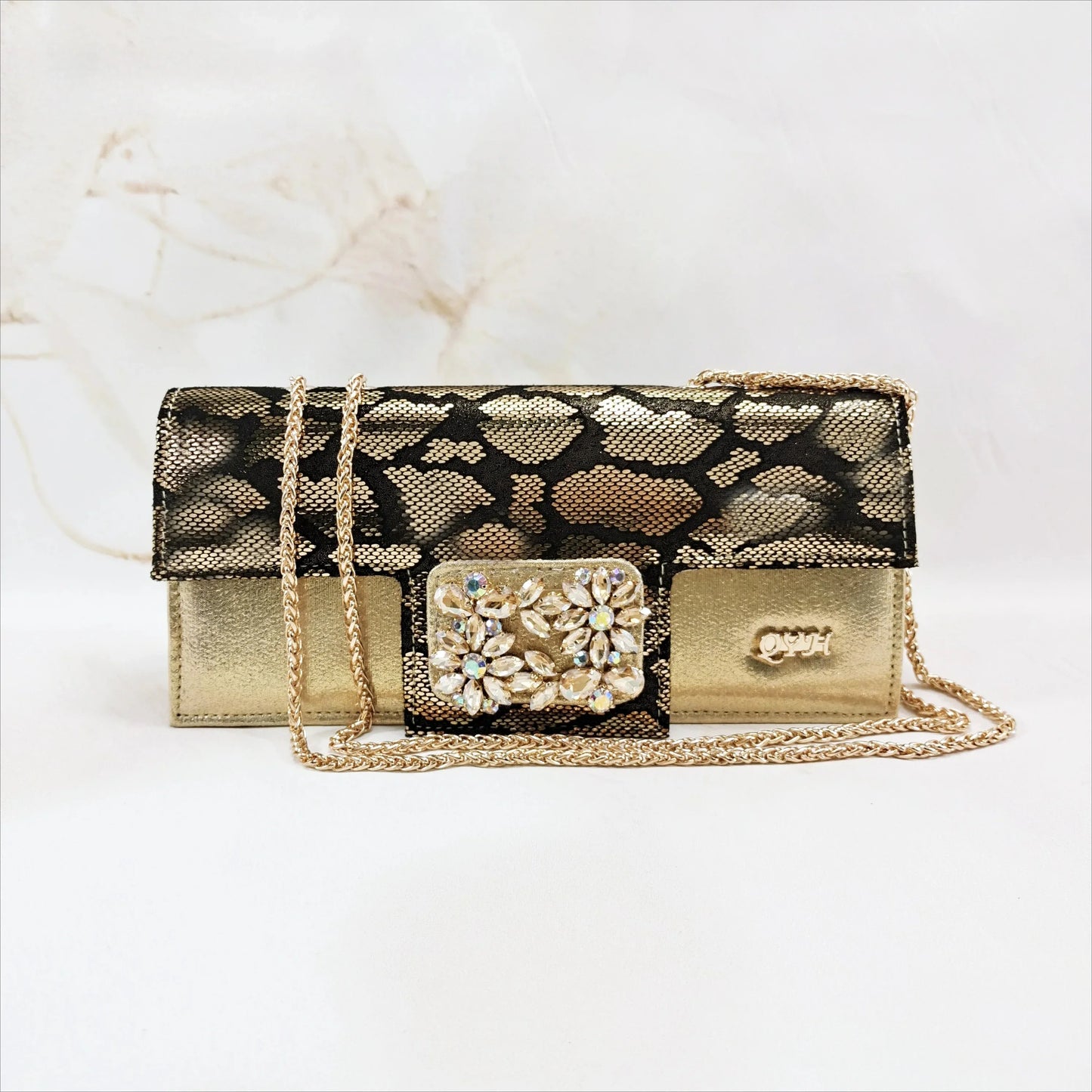 Design Italiano Borboleta Festa Casamento Sandália Bico Fino Slingback com Bolsa Conjunto Dourado
