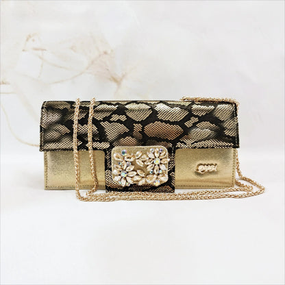 Design Italiano Borboleta Festa Casamento Sandália Bico Fino Slingback com Bolsa Conjunto Dourado