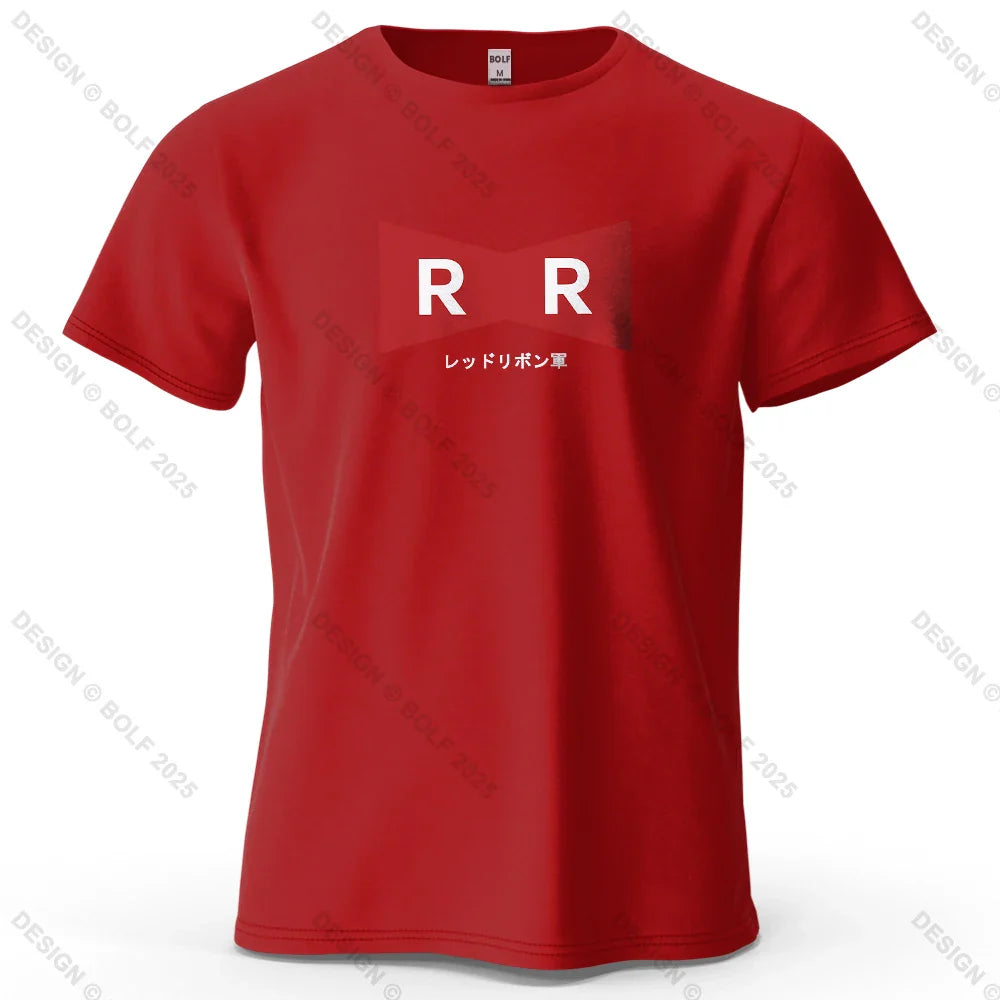Red Ribbon Army Printed Men's T-Shirt 100% Cotton Oversized Anime Graphic Tees for Women Tops Tees Casual Streetwear
