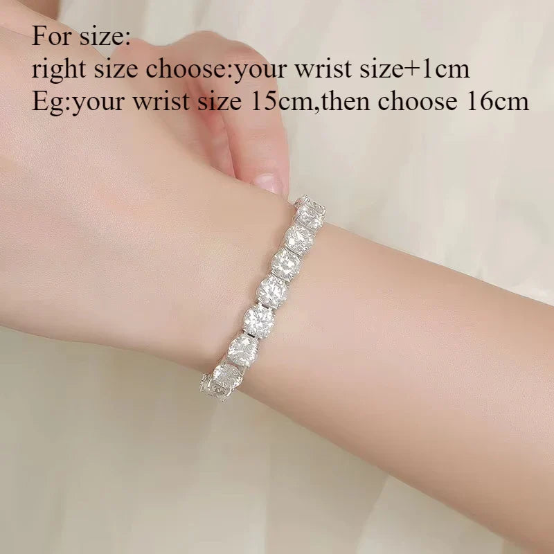 Each 6.5/8mm Full Moissanite Tennis Bracelets for Women Men Hip Hop Original Full Diamond 925 Sterling Silver Chain GRA