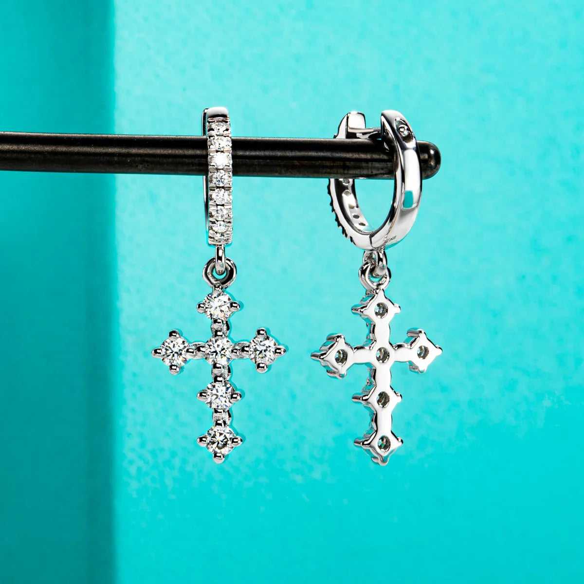 Moissanite Cross Hoop Earrings For Women Huggie 925 Sterling Silver Lab Created Diamond Drop Earrings Jewelry Wholesale