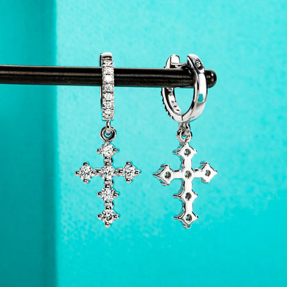 Moissanite Cross Hoop Earrings For Women Huggie 925 Sterling Silver Lab Created Diamond Drop Earrings Jewelry Wholesale