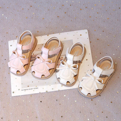 Girls Summer Sandals Toe-covered Anti-kick 2025 Brand New Children Flat Sandals Princess INS Hot Trend Toddler Clog Shoes I03055